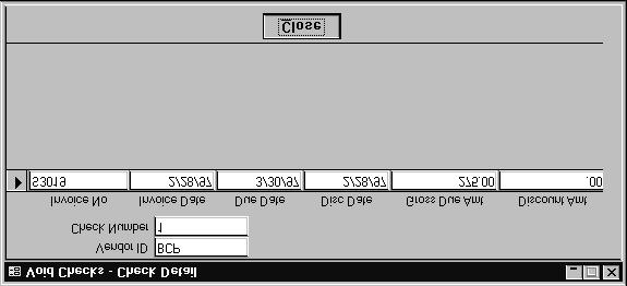 Void Checks Check Detail ¼ Check Writing ¼ Void Checks ¼ Detail button Overview ' The Check Detail dialog box appears when you select a check and press the Detail button.