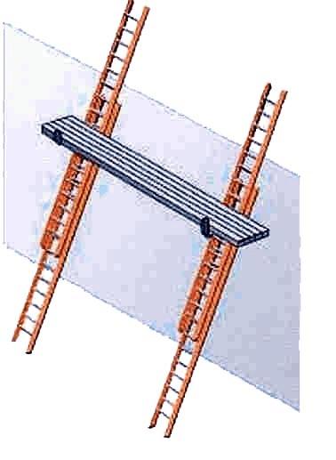 LADDER JACK A ladder jack scaffold is a simple device consisting of a platform resting on brackets attached to a ladder.
