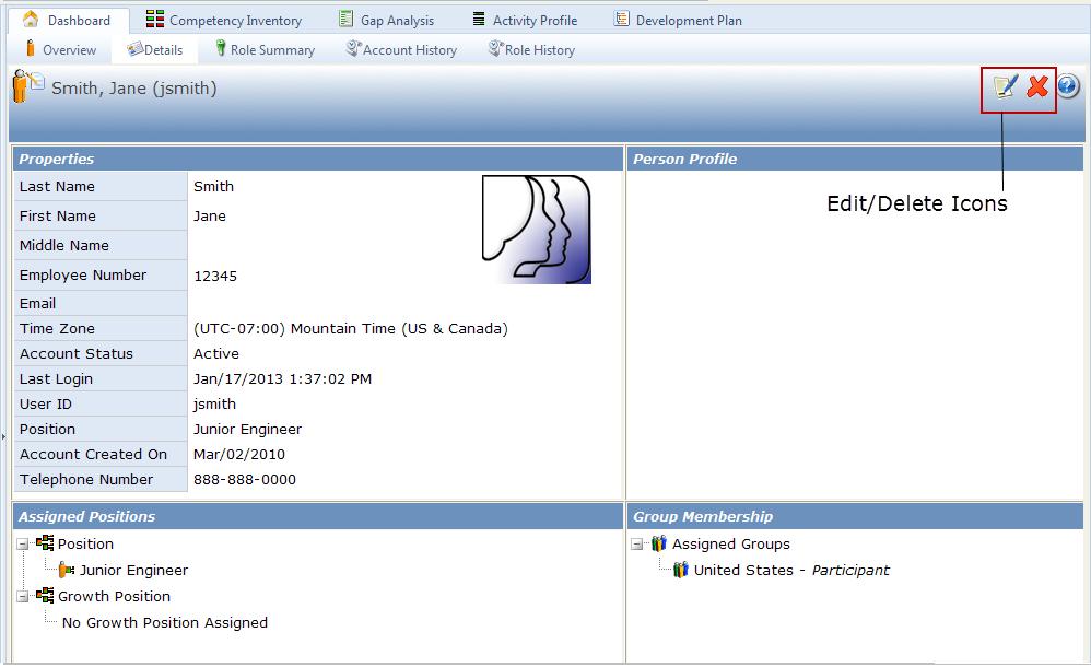 Figure 63 Clicking on the Edit Person icon will display the same criteria pages used to create a new Person.