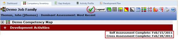 Figure 76 When you have completed your cross-assessments, click on the Assessment Complete button it then turns green.