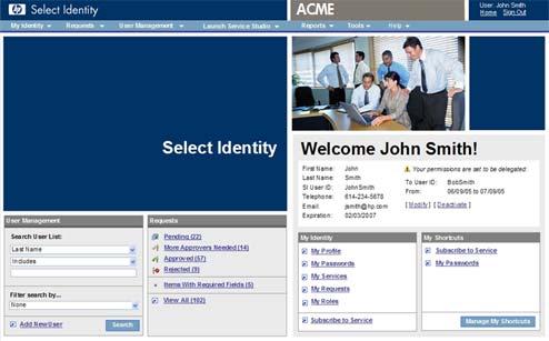 HP OpenView Select Identity Select Identity uses a service-based model that masks