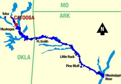 which flows south into the Mississippi River and continues