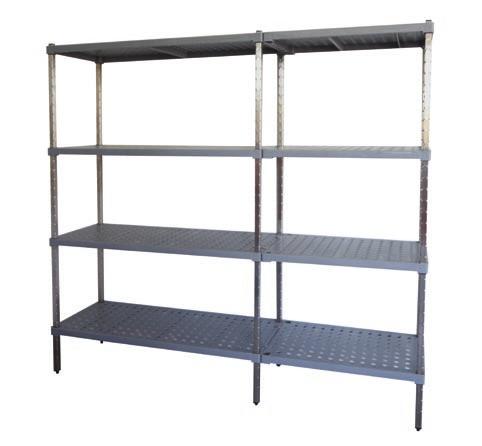 The unique moulded design of the M-Span shelves allows a shelving addition to be attached to the existing bay at any point around the perimeter of the M-Span Shelf.