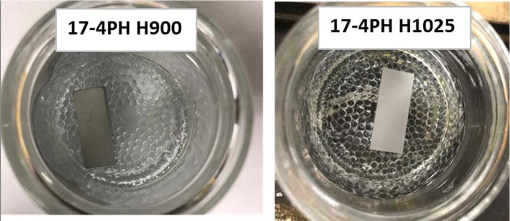 Corrosion specimens of 17-4PH age hardened at 480 C (900 F) and 552 C (1025 F) after 96 hours in 5% NaCl solution The production trial of steering column components observed no difficulties during