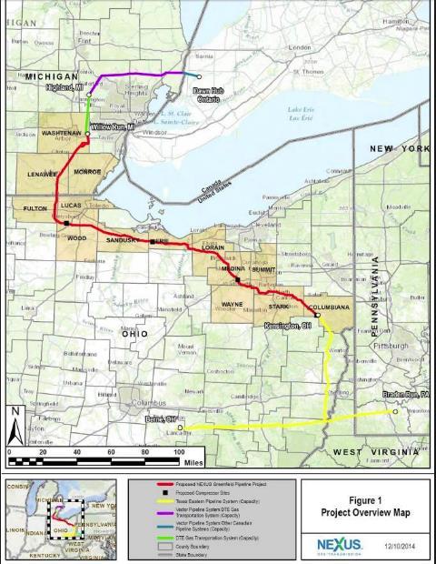 24 NEXUS Pipeline Owners: DTE Energy and Enbridge/Spectra (owners of Texas Eastern) Size: One 36 steel line in OH, Single 30 line from Defiance to Vector in MI. 255 miles Capacity: 1.