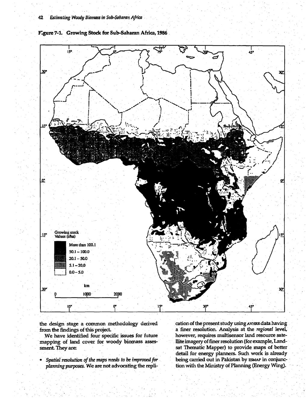 42 Eslintaling Woody Bionias in Sub-Slaiarap; Africn F:gure 7-1 Growing Stock for Sub-Saharan Africa, 1986 ISO I ~~~~~~~~~~~~~~~~~~~.1 0 ~ ~ ~ ~ ~ ~ ~ ~~~~~~3 *~~K' ' /.... S -/X--' ' 1E,<' V -.