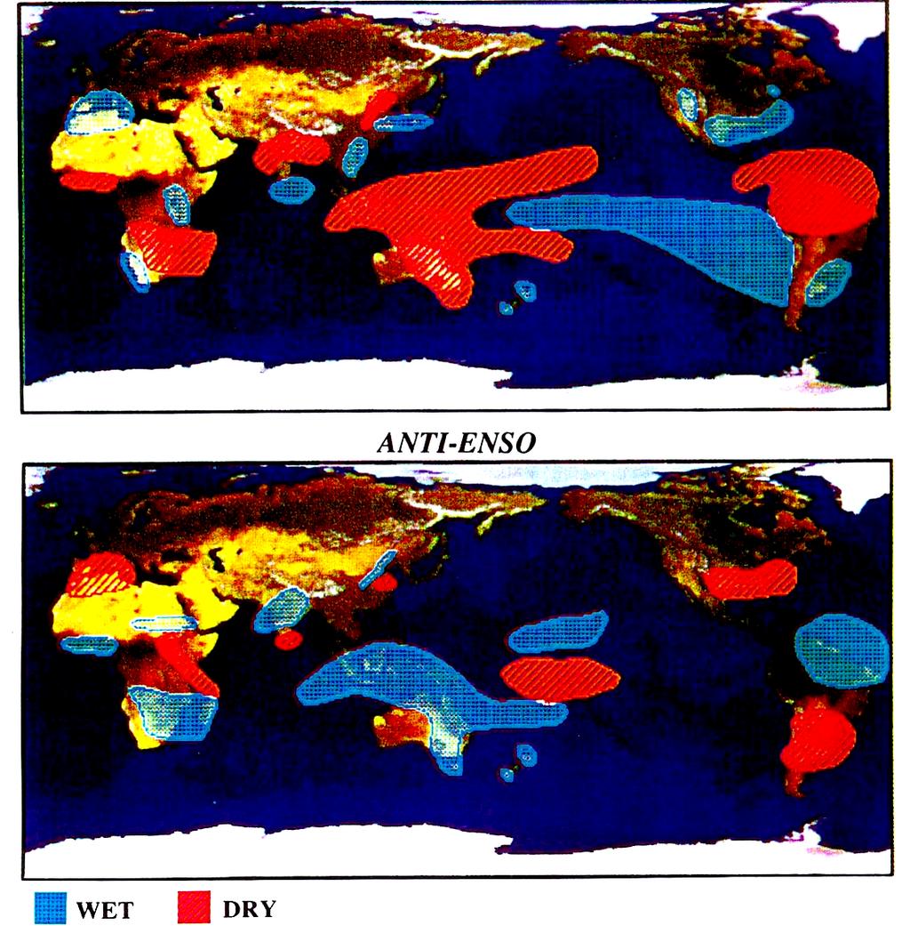 Impacts of El Niño and La Niña Episodes on Rainfall El Niño conditions Wetter
