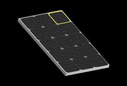 Monocrystalline Silicon PV Panel Made from a single silicon crystal, more efficient,