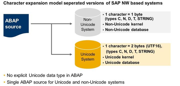 Lesson: Performing a Unicode Conversion Figure 284: ABAP Unicode Enabling Automatic conversion of character data for