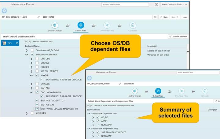 4/21/2018 SAP e-book Lesson: Plan a Software Change Figure 58: Maintenance Planner: Select OS/DB