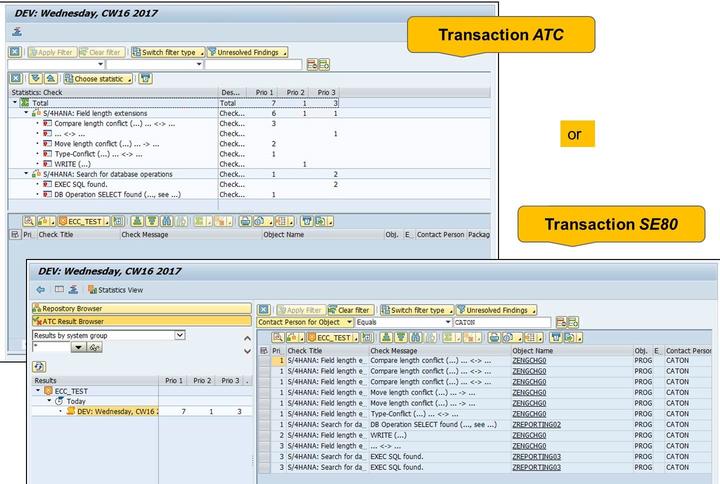 4/21/2018 SAP e-book Lesson: Custom Code Migration Figure 77: Evaluating the Results: Example Evaluate the results of the Remote Code Analysis in ATC via transaction ATC Back in the initial screen of