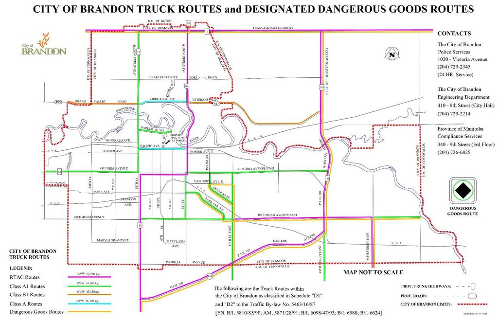 Truck & Dangerous Goods Routes in Brandon