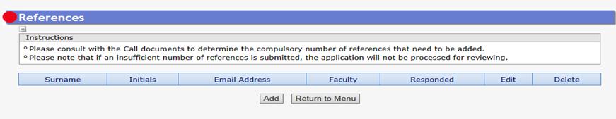 Step 13: The Reference section allows applicants to include academic referees who can comment on the applicant s academic abilities.