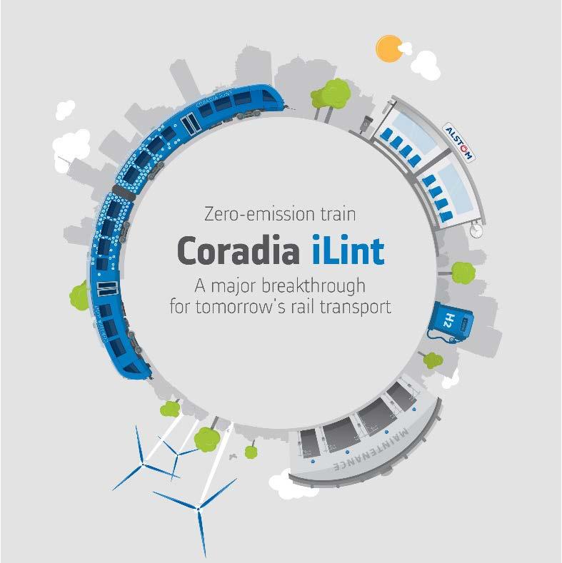 Coradia ilint: A TRAIN POWERED BY FUEL CELLS An alternative to diesel A cheaper option than rail line electrification Emissions: only steam and condensed water Up to 300