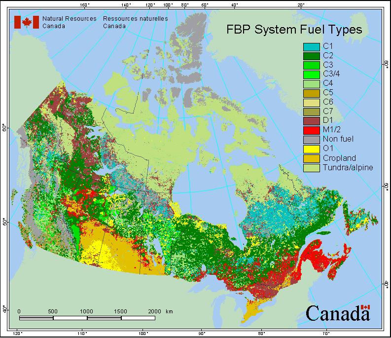 Canadian Fuels Data C1 Spruce-lichen woodland C2 Boreal spruce C3 Immature jack/lodgepole pine C4 Mature jack/lodgepole pine