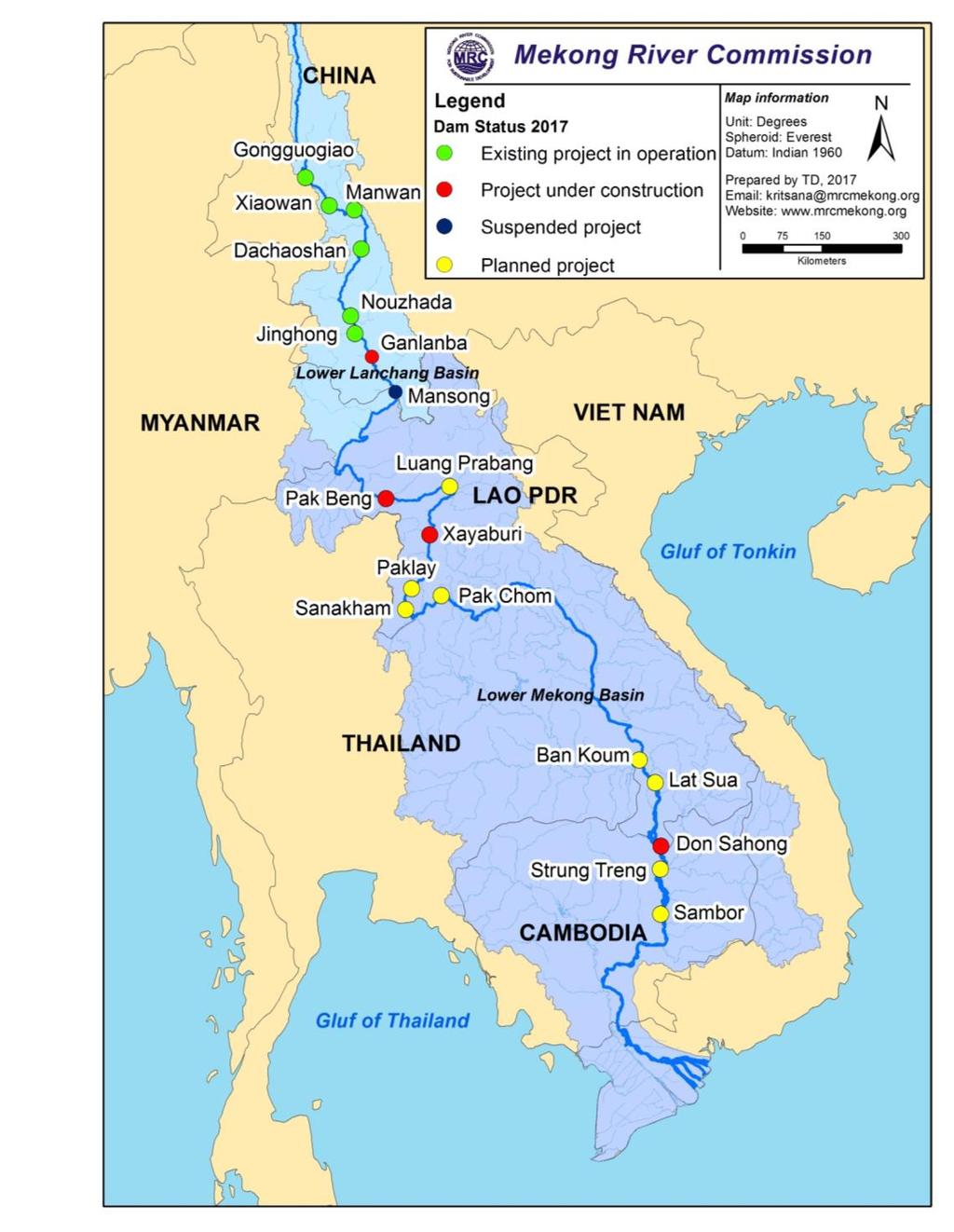 The Lower Mekong Basin Most of Cambodia Most of