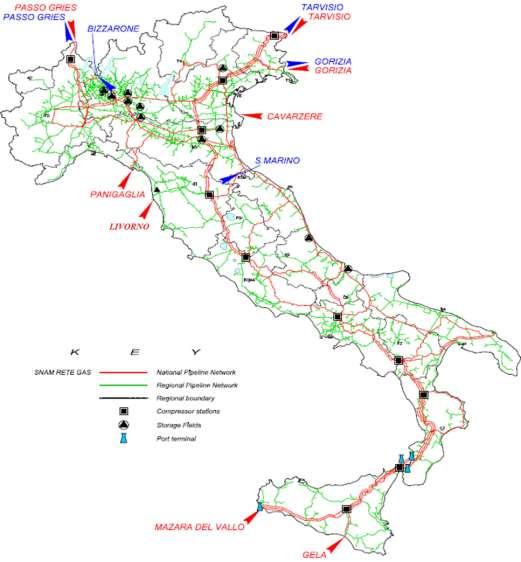 Italian natural gas transportation infrastructure The gas transmission & storage infrastructures GAS IMPORT 5 cross border entry point DOMESTIC PRODUCTION 61 entry points