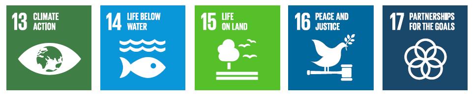13. Take urgent action to combat climate change and its impacts 14. Conserve and sustainably use the oceans, seas the oceans, seas and marine resources for sustainable development 15.