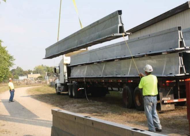 While steel barrier requires heavy equipment to unload it from a truck onto the roadway, once unloaded it is moved relatively easily and can be towed or pushed into place on the ground.