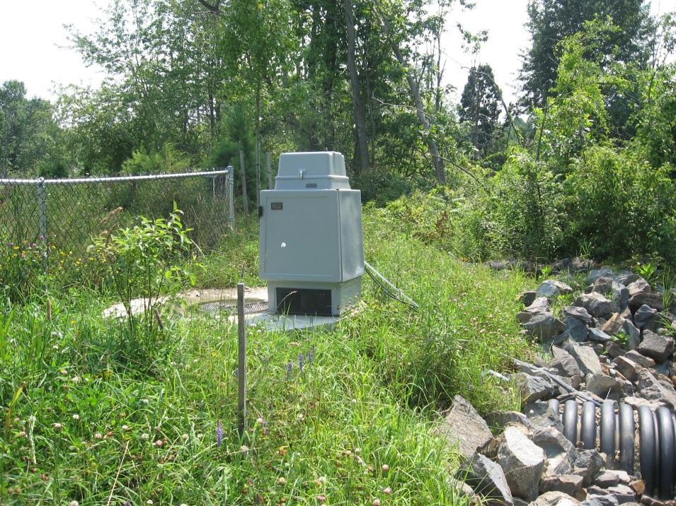 Sample Analysis Figure 4: Teledyne ISCO 6712 Refrigerated Sampler installed at effluent location of subsurface gravel wetland.