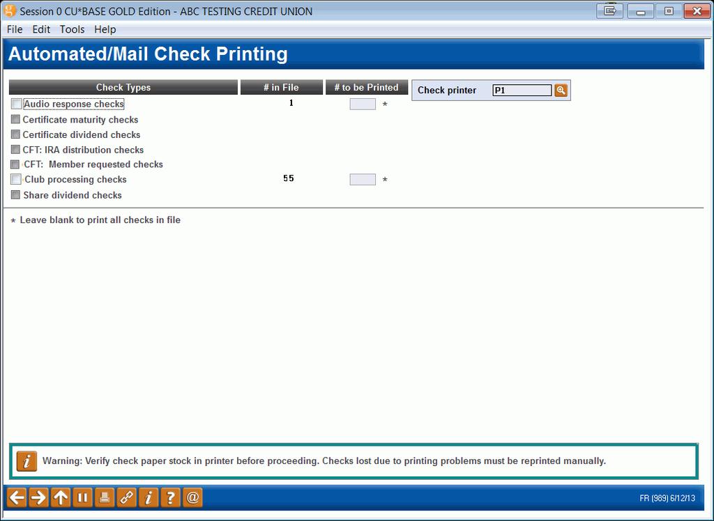 PRINTING CLUB CHECKS The final step in the process after posting is complete is to print the actual checks (if any) generated from club accounts.
