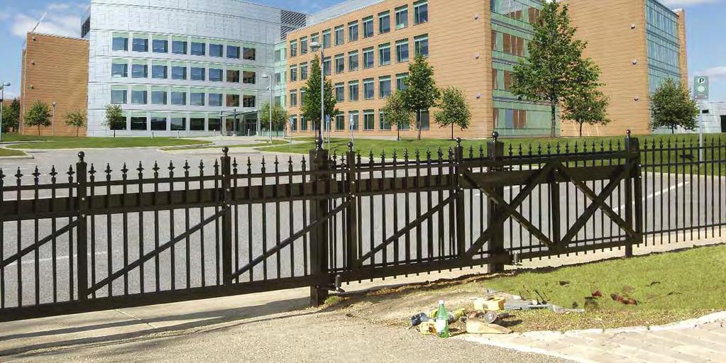 Commercial OnGuard aluminum fencing is ideal for commercial properties with medium security needs.