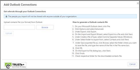 For Microsoft Outlook PC users: Go to Microsoft Outlook and use the following steps to create an outlook.csv file with your contacts: 1.