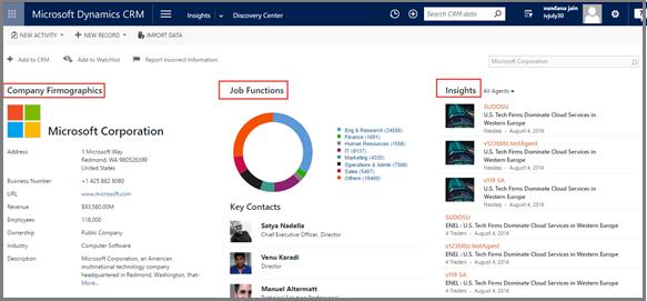 The Company Details page shows the Firmographic data, Key Contacts, and Insights (company news) as per your Agents