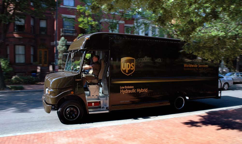 2008 UPS CSR 40 percent increase in fuel-efficiency. One more innovative vehicle. In 2008, we began operating the package delivery industry s first hydraulic hybrid vehicle (HHV).