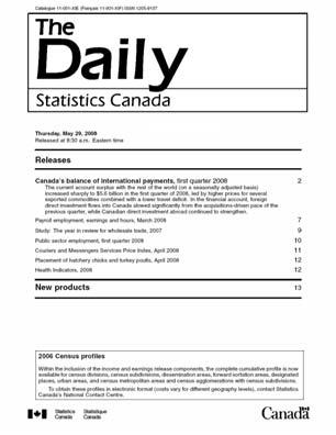 The Daily, July 15, New products and studies Canadian Economic Observer, July, Vol. 23, no.