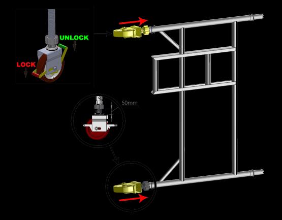 Assembly Procedure Mobile Towers 3T Method ASSEMBLY FOR 1450 DOUBLE WIDTH TOWERS Always start building with the smallest height frames at the base of the tower.