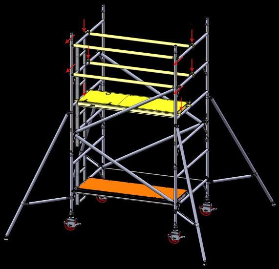 Assembly Procedure Mobile Towers 3T Method ASSEMBLY FOR 1450 DOUBLE WIDTH TOWERS 5 Fit a temporary fixed platform onto the lowest rungs of the ladder and span frames.
