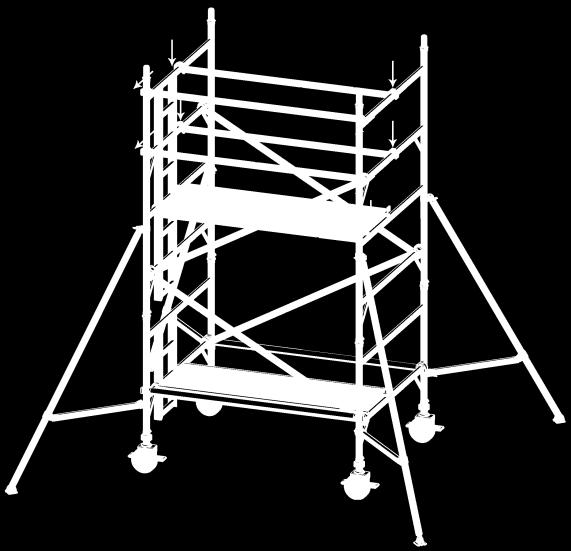 Climb the ladder, through the open trapdoor in the platform and, whilst seated in the trapdoor opening, fit horizontal braces to the 5 th and 6 th rungs in that order.