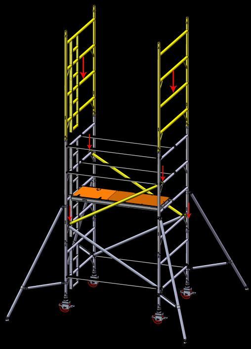 The horizontal braces in the centre of the tower should be positioned with the claws facing downwards and directly above the edge of the trapdoor platform.