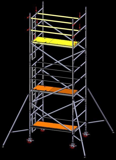 Assembly Procedure Mobile Towers 3T Method ASSEMBLY FOR 1450 DOUBLE WIDTH TOWERS 7 Add 2 more diagonal braces, in opposing directions, between the 5 th and 7 th rungs of the tower assembly.