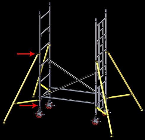 Fit a second horizontal brace to the other side of the frames, just above the bottom rungs and with the claws facing downwards to square the tower.