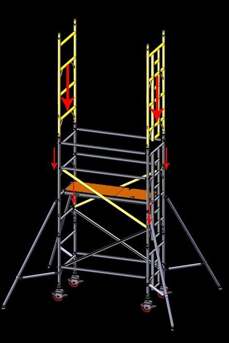 Assembly Procedure Mobile Towers 3T Method ASSEMBLY FOR 850 SINGLE WIDTH TOWERS 6 Fit the next pair of diagonal braces in opposing directions between the 3 rd and 5 th rungs of the tower assembly.