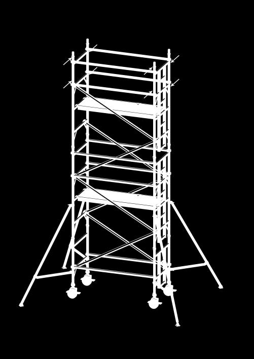 When the required height is reached, position the trapdoor platform and fit a single diagonal brace as shown in step 7 and the horizontal braces as before.