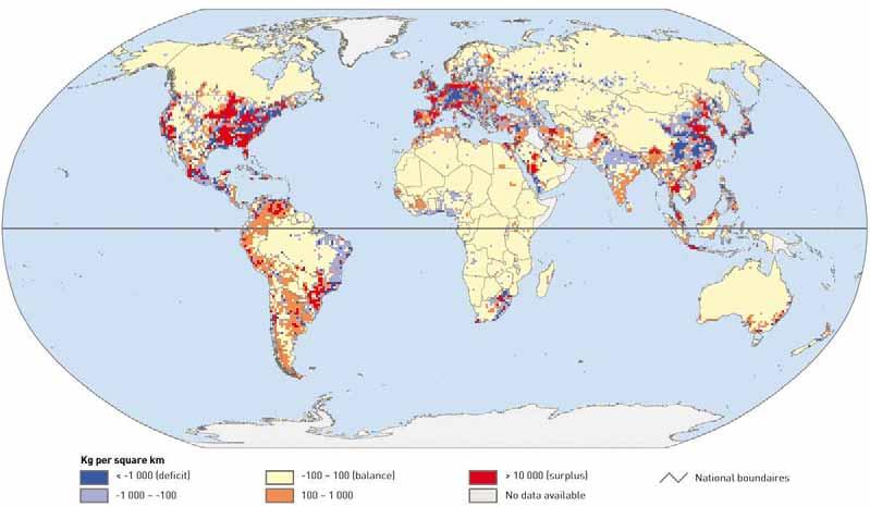 Annex1 - Global maps Map 23 Estimated poultry meat surplus/deficit Source: LEAD For each 100 x 100 km cell, the balance is calculated as the difference between estimated poultry meat production and
