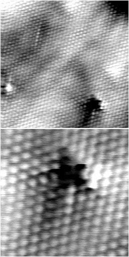 Figure 3 High resolution STM images of a thin GaN film grown at 550 C.