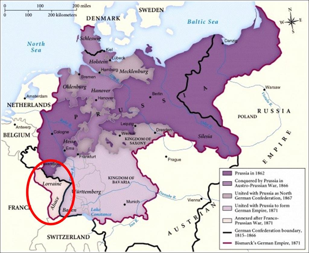 The Franco-Prussian War 1871 Dispute with France Alsace & Lorraine had been part of the Holy Roman Empire Now controlled by France Dispute inspires