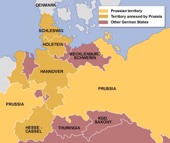 Bismarck s First War Disputed territory Schleswig & Holstein Owned by Denmark Alliances Allies with Austria in 1864 Results Defeats