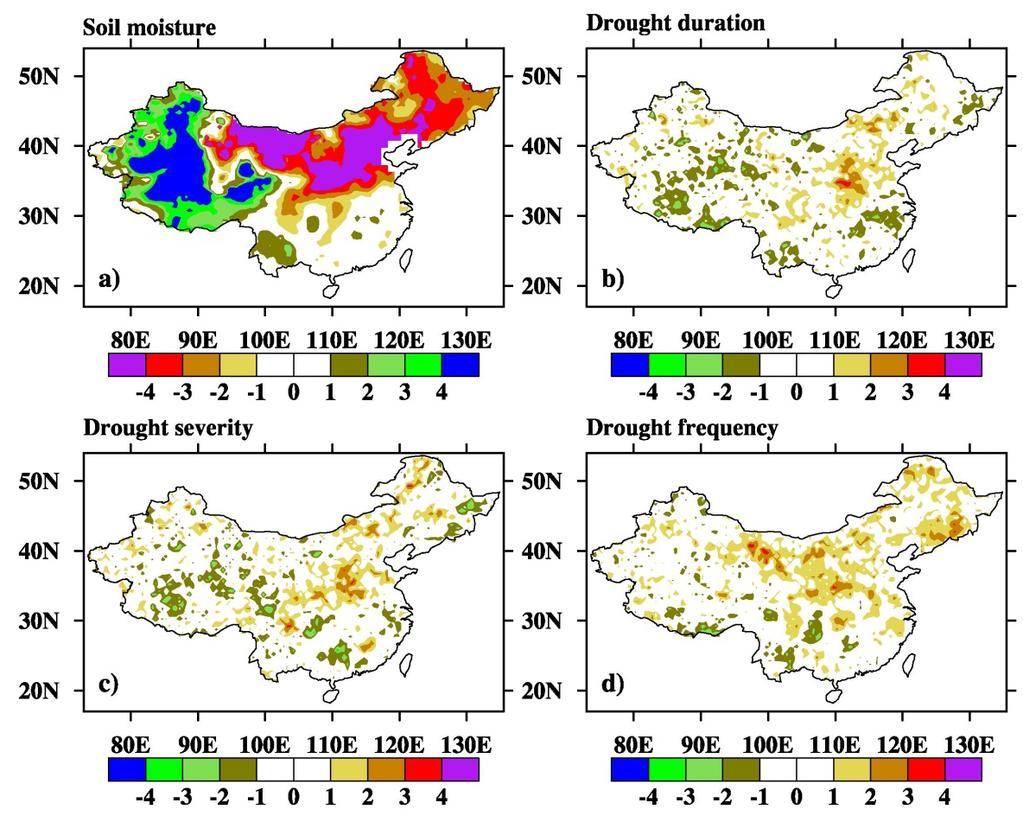 1950 2006 China Drought Reconstruction From Ensemble Soil Moisture Simulations (CLM3.