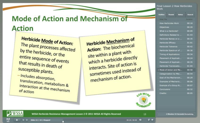 The Mode-of-Action is the overall manner in which a herbicide affects a plant at the tissue or cellular level.