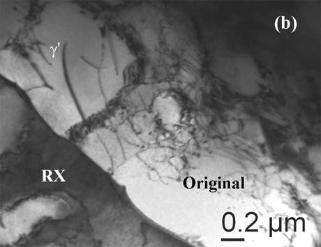 The propagation of cracks along the transverse RX grain boundary into the original DS material (Figs. 9b and 9c) induced the tertiary creep stage.