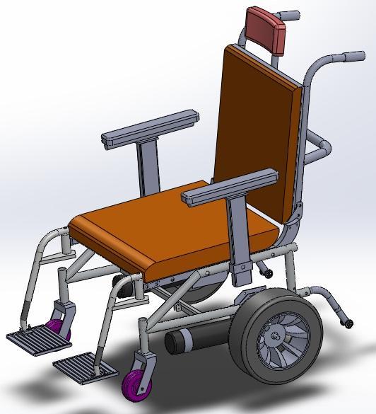 4.6.2 An ideal wheelchair based on the benchmarking An ideal wheelchair is designed based on the selected parts from the benchmarking analysis of the four wheelchairs.