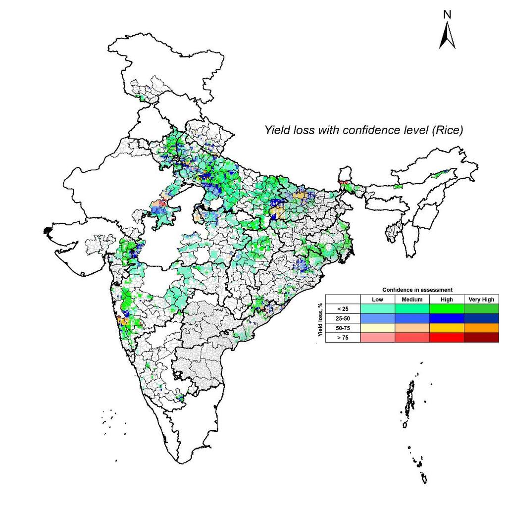 KHARIF-2017 (INDIA) OCTOBER 2017 RICE: YIELD LOSS ASSESSMENT The following map presents regions where there are likely chances that there was crop loss in this season due to inadequate/excess