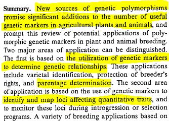 Genomic information Use of DNA polymorphisms as genetic markers