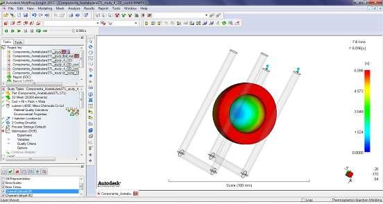 The modelling and simulation of the acetabular component injection process is performed during the following phases according to the Autodesk Moldflow simulation program: - the model that