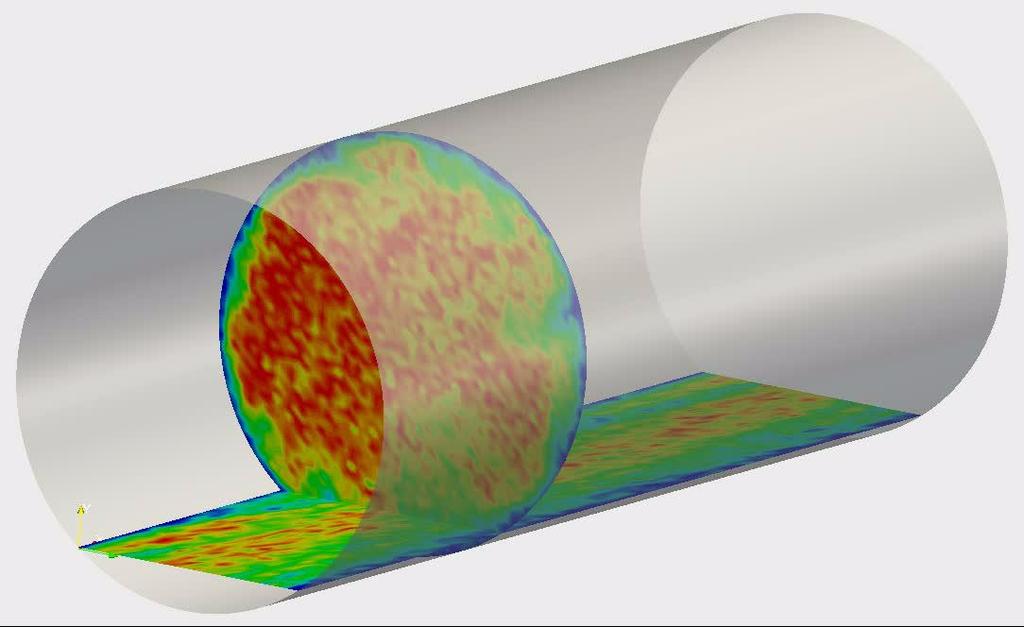 LEIS of the flow in a periodic pipe Flow conditions: - Domain: 3D x 1D - Grid: 46x96x96 - Re_b = 13000 - Air mass flowrate